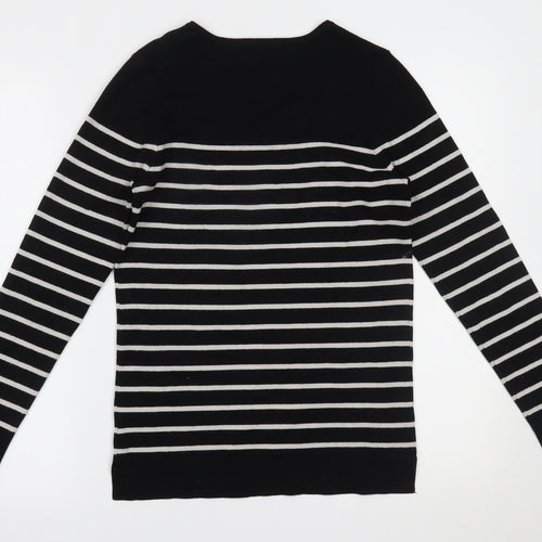 Kirkland Womens Black Striped  Basic Blouse Size M