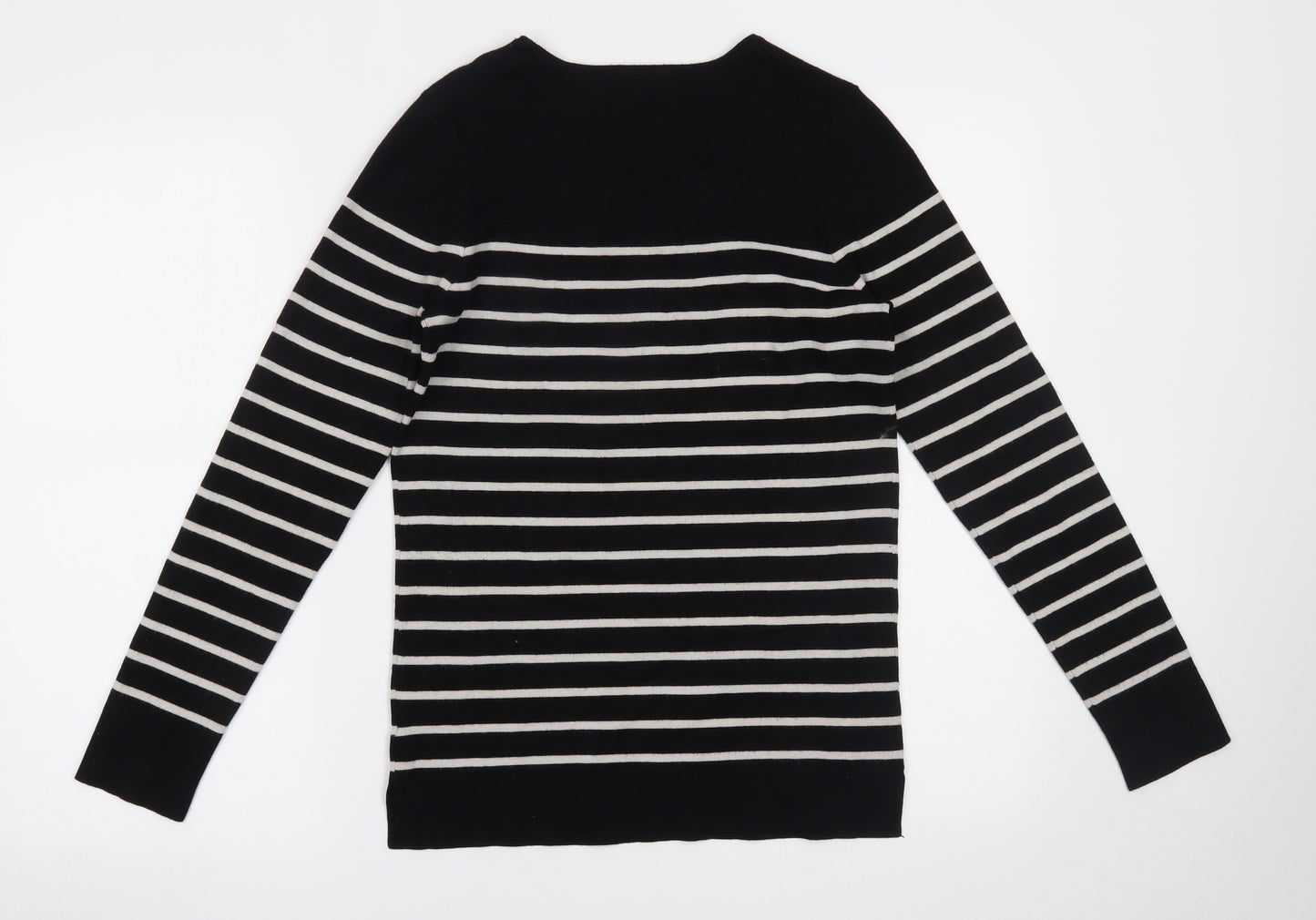 Kirkland Womens Black Striped  Basic Blouse Size M