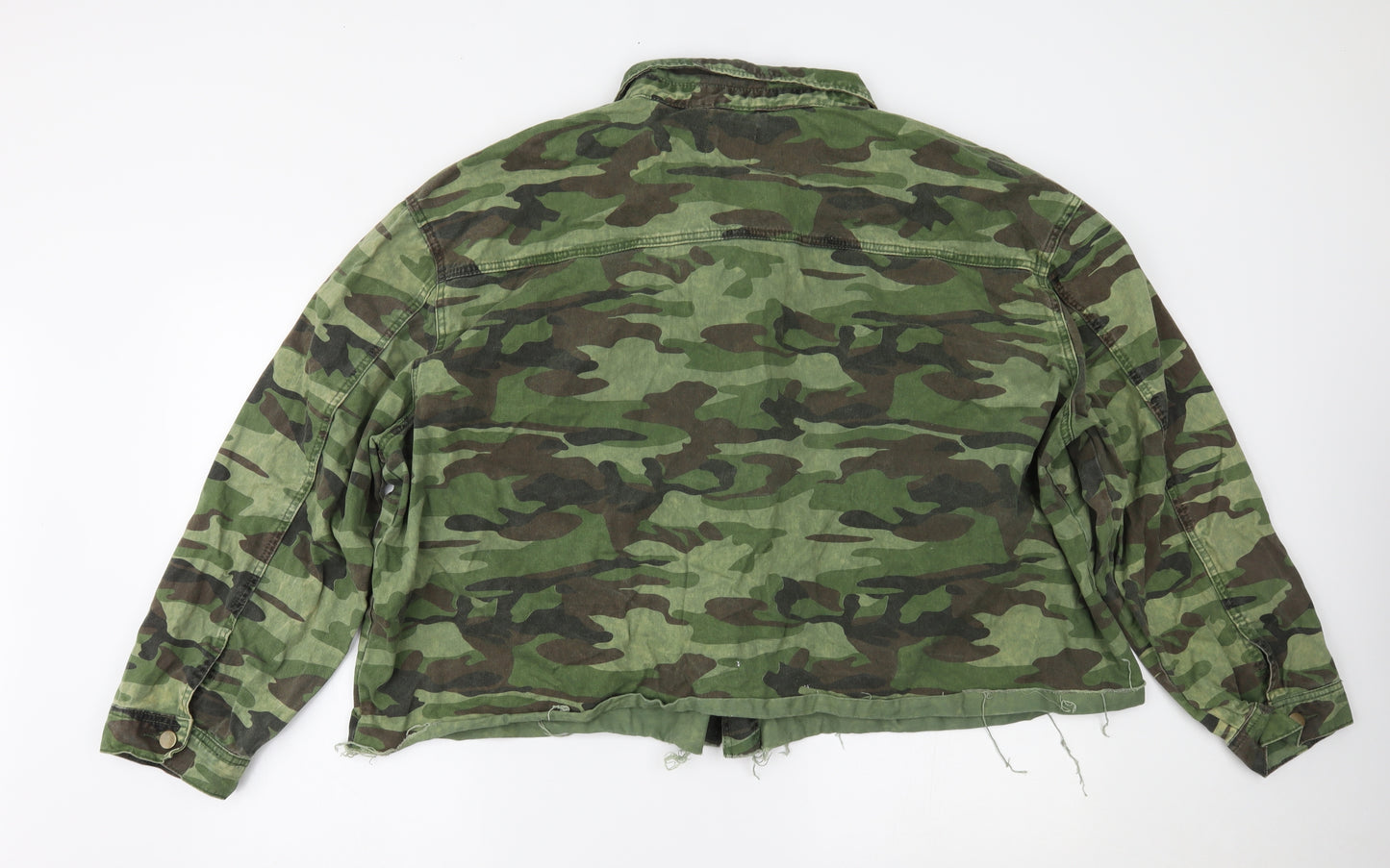 Boohoo Womens Green Camouflage Denim Jacket  Size 22