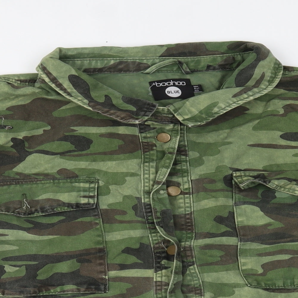 Boohoo Womens Green Camouflage Denim Jacket  Size 22