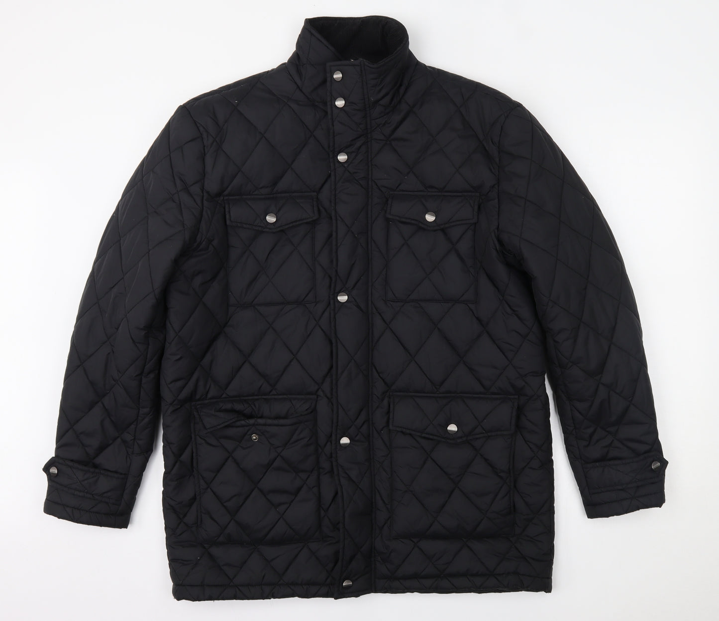 GREENWOODS Mens Black   Quilted Coat Size M