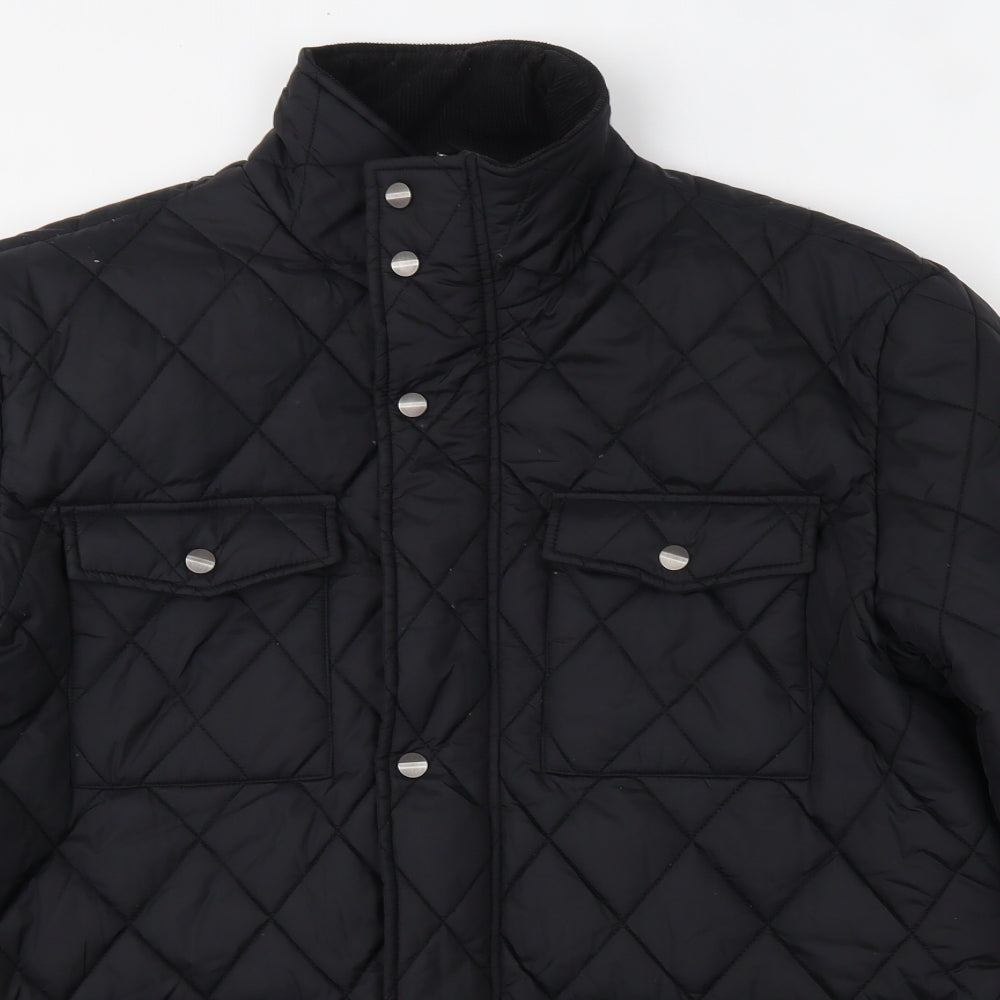 GREENWOODS Mens Black   Quilted Coat Size M