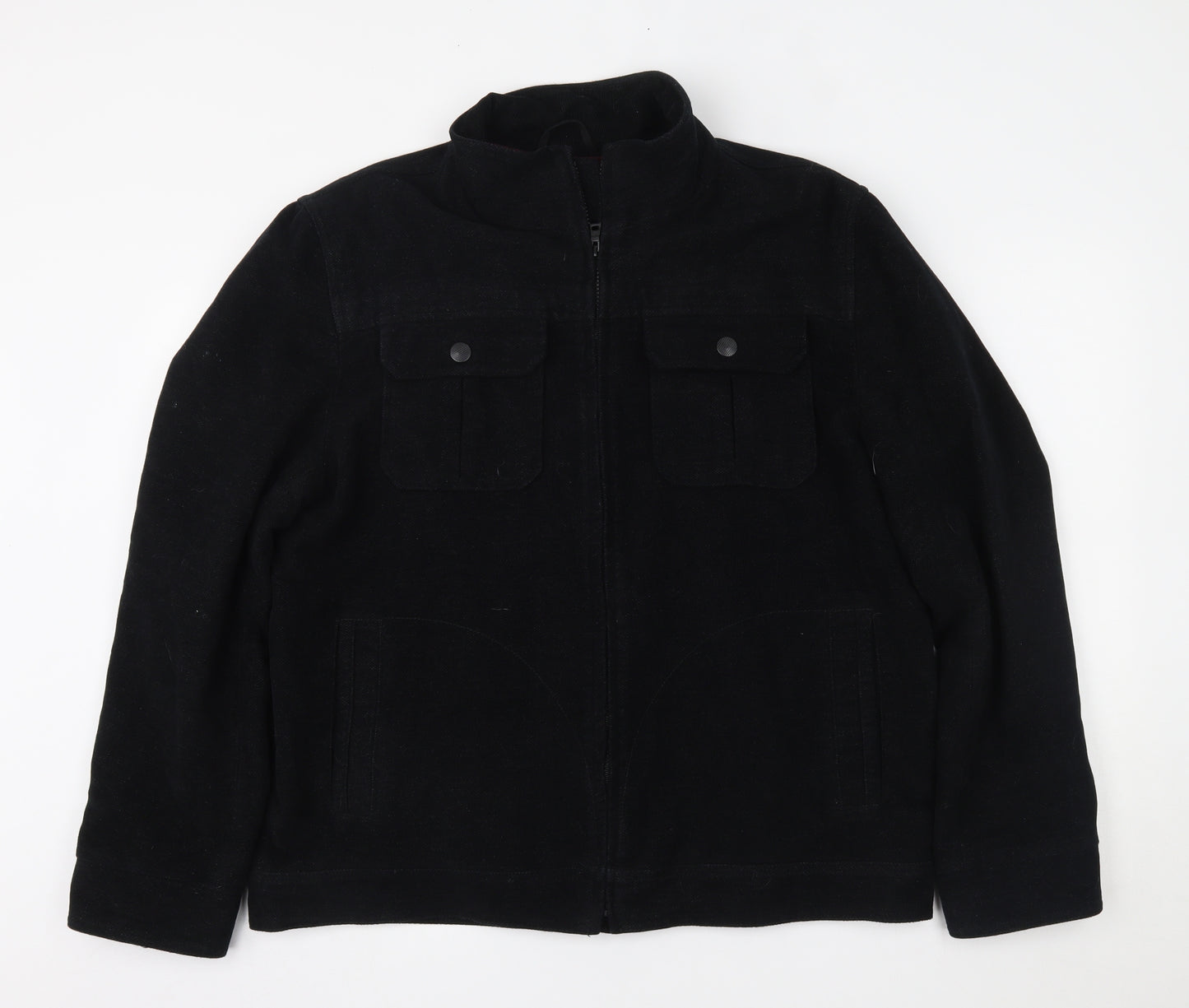Thomas Nash Mens Black   Overcoat Coat Size L