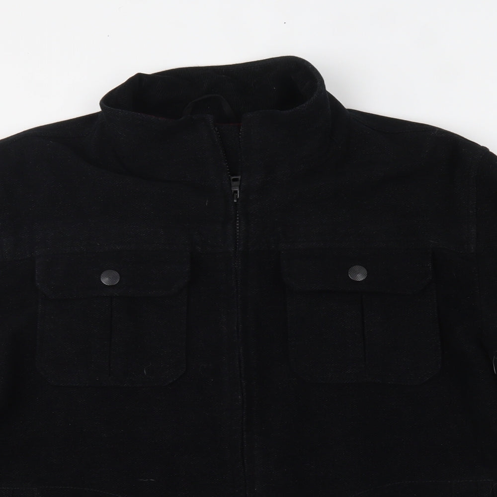 Thomas Nash Mens Black   Overcoat Coat Size L