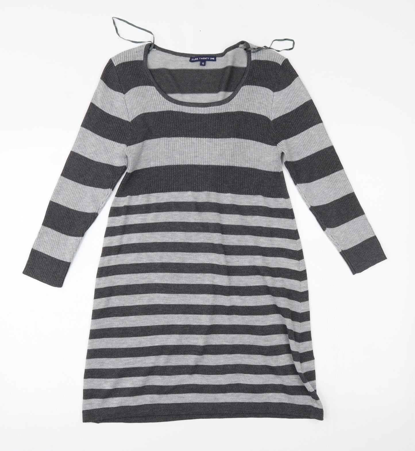 Store Twenty One Womens Grey Striped  Jumper Dress  Size 12