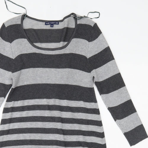 Store Twenty One Womens Grey Striped  Jumper Dress  Size 12