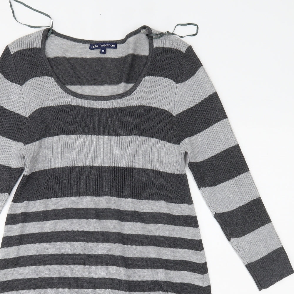 Store Twenty One Womens Grey Striped  Jumper Dress  Size 12
