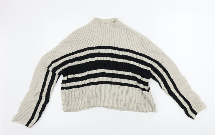 Hollister Womens Beige Striped Pullover Jumper Size XS