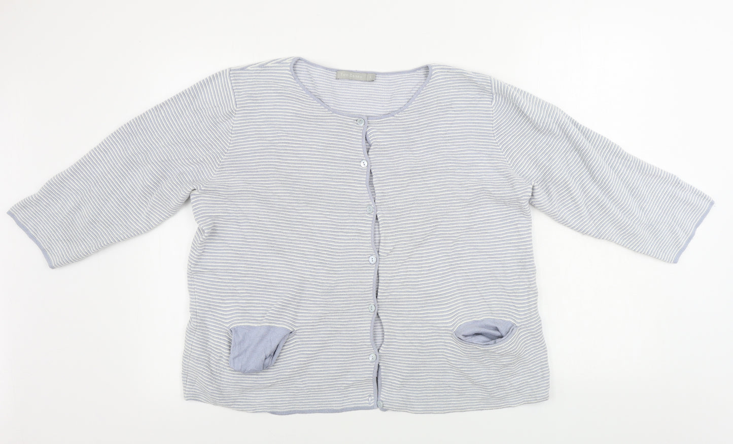 Two Danes  Womens Grey Striped  Cardigan Jumper Size L