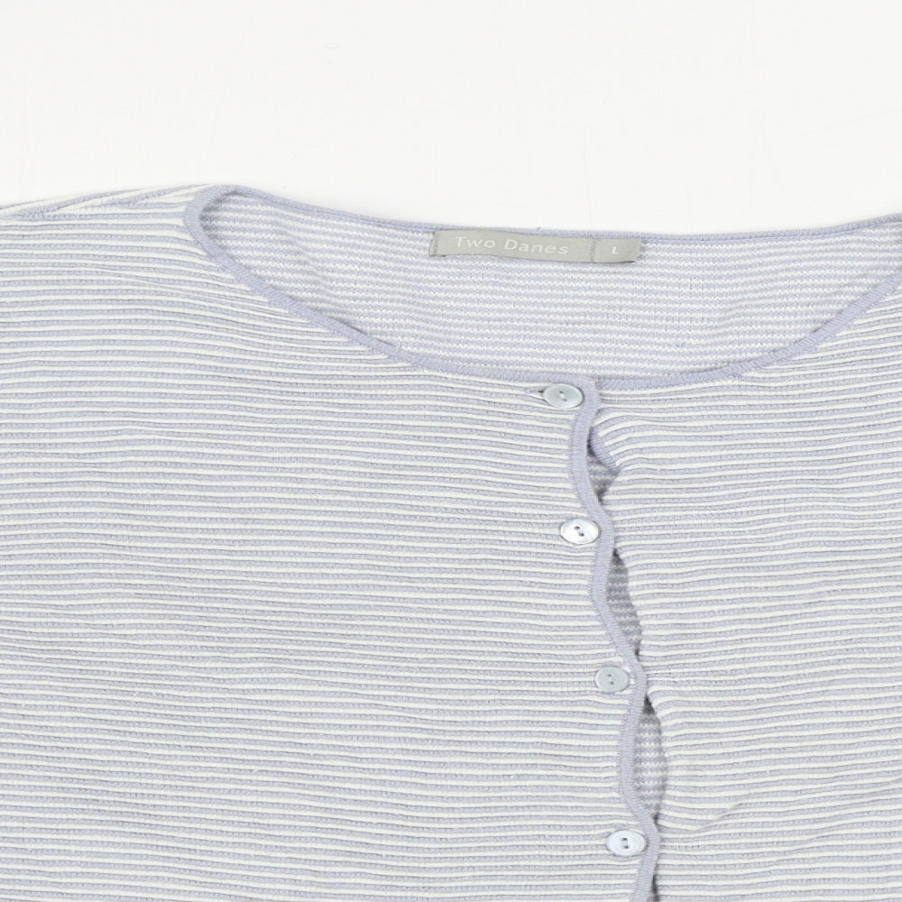 Two Danes  Womens Grey Striped  Cardigan Jumper Size L
