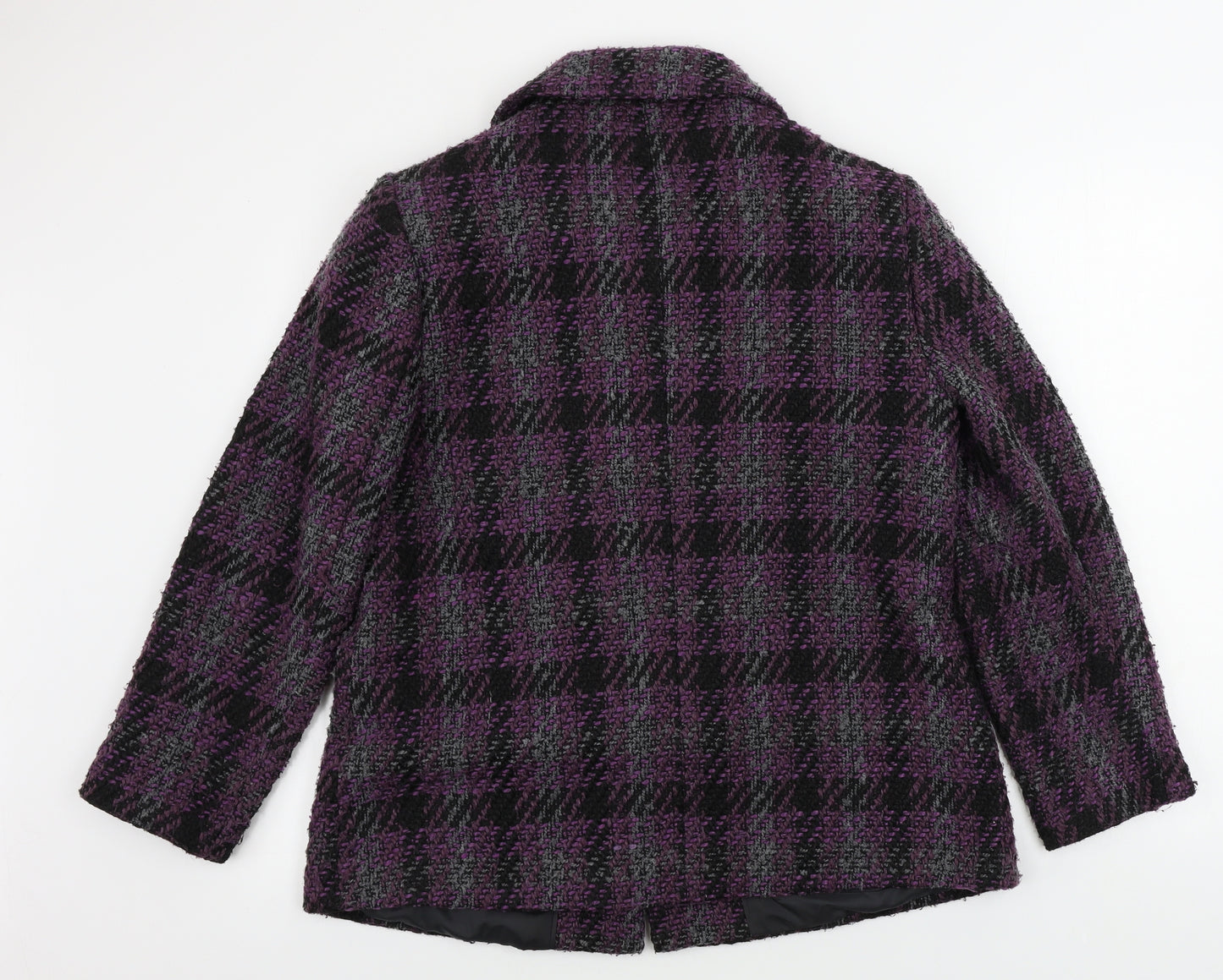 isle  Womens Purple Check  Jacket Coat Size 14