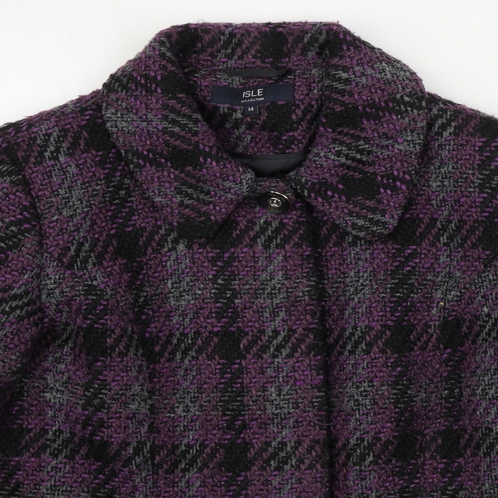 isle  Womens Purple Check  Jacket Coat Size 14