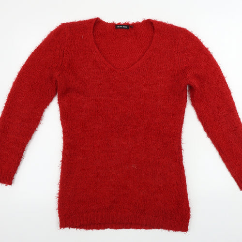Brave Soul Womens Red Houndstooth  Pullover Jumper Size 10