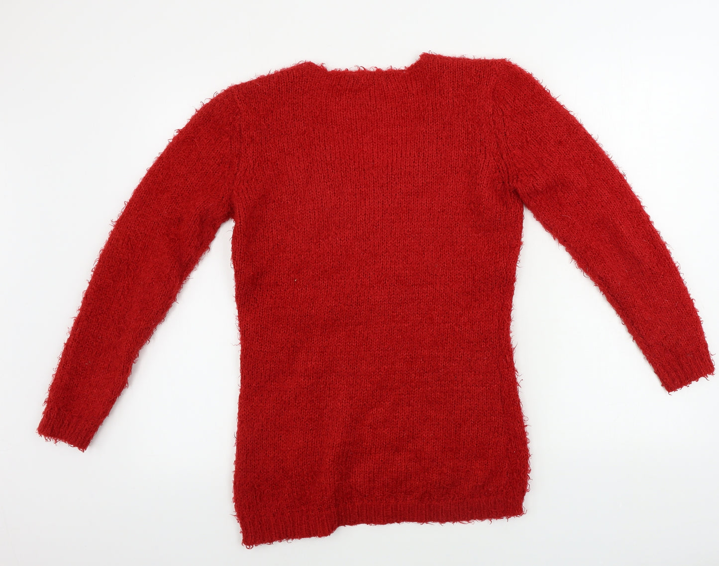 Brave Soul Womens Red Houndstooth  Pullover Jumper Size 10