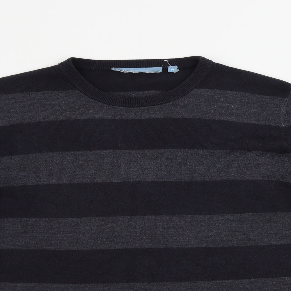 Preworn  Mens Grey Striped  Pullover Jumper Size M