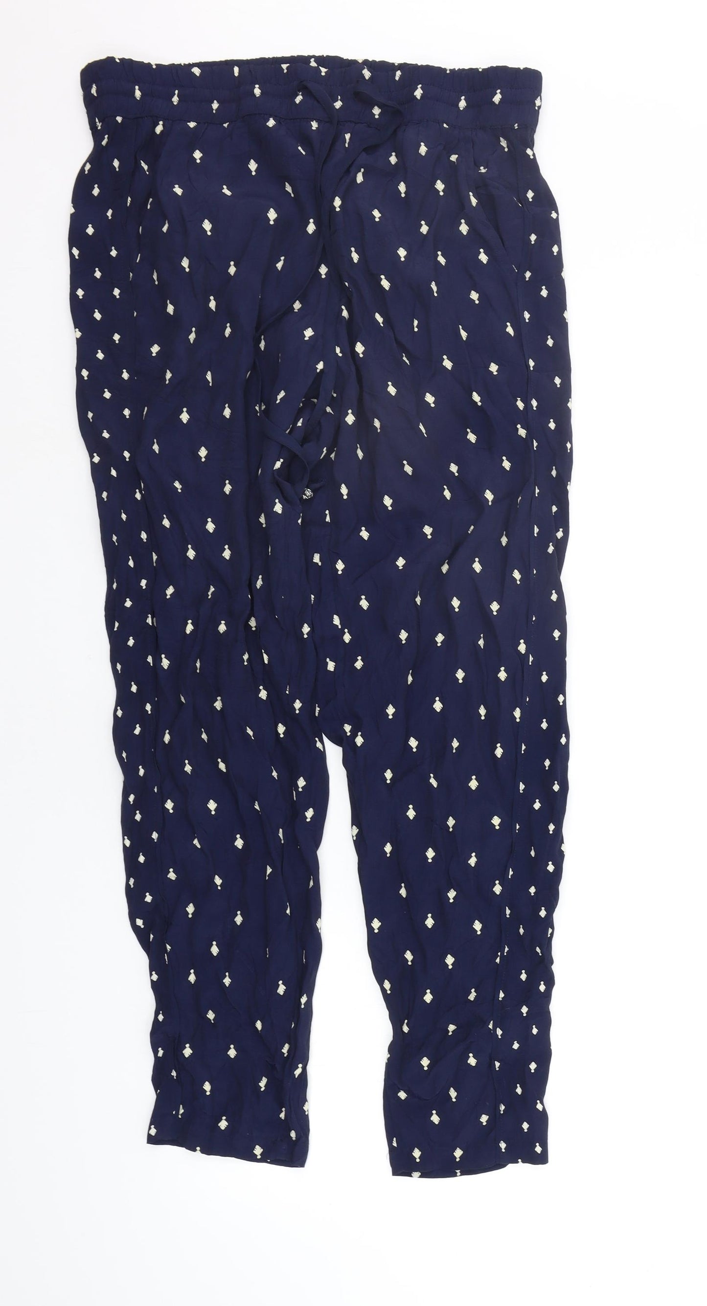 Monsoon Womens Blue Geometric  Jogger Trousers Size 14 L27 in