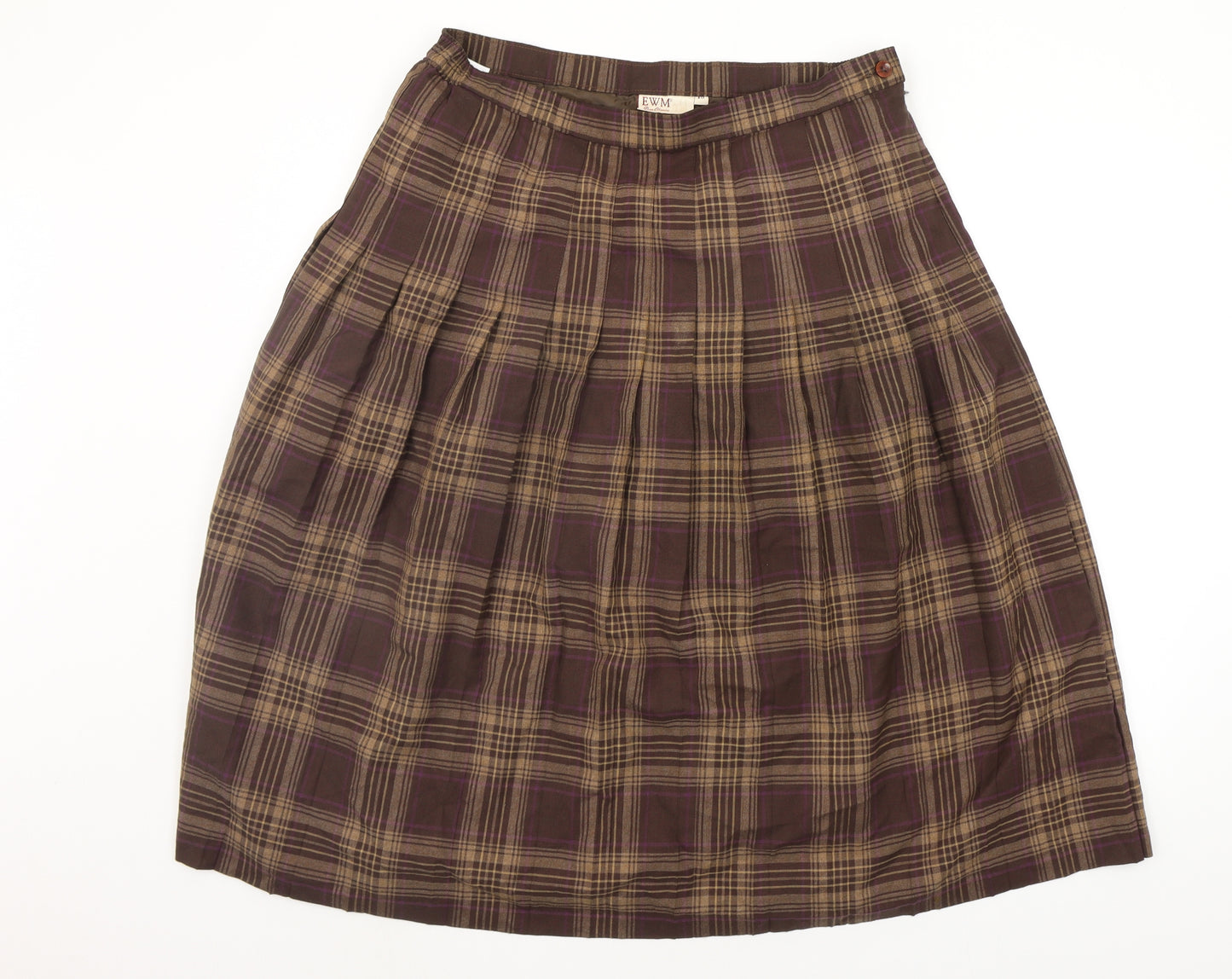 EWM Womens Beige Check  Flare Skirt Size 18