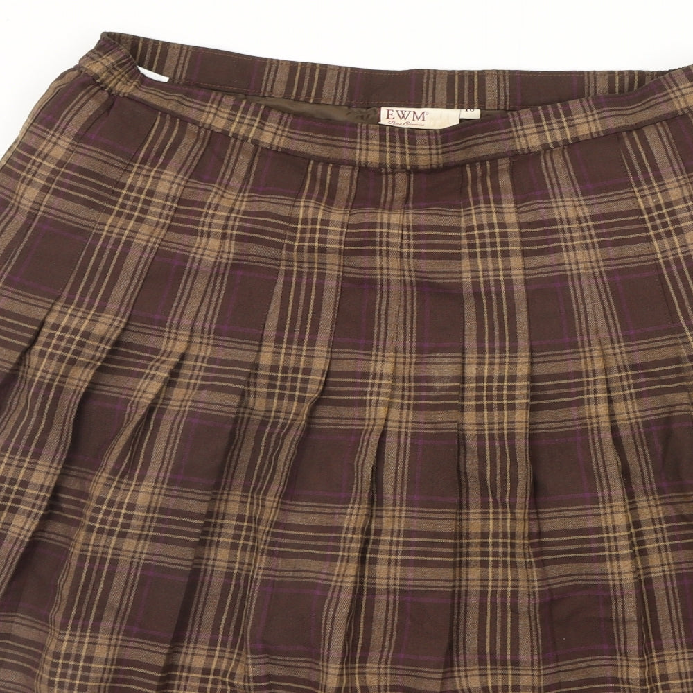 EWM Womens Beige Check  Flare Skirt Size 18