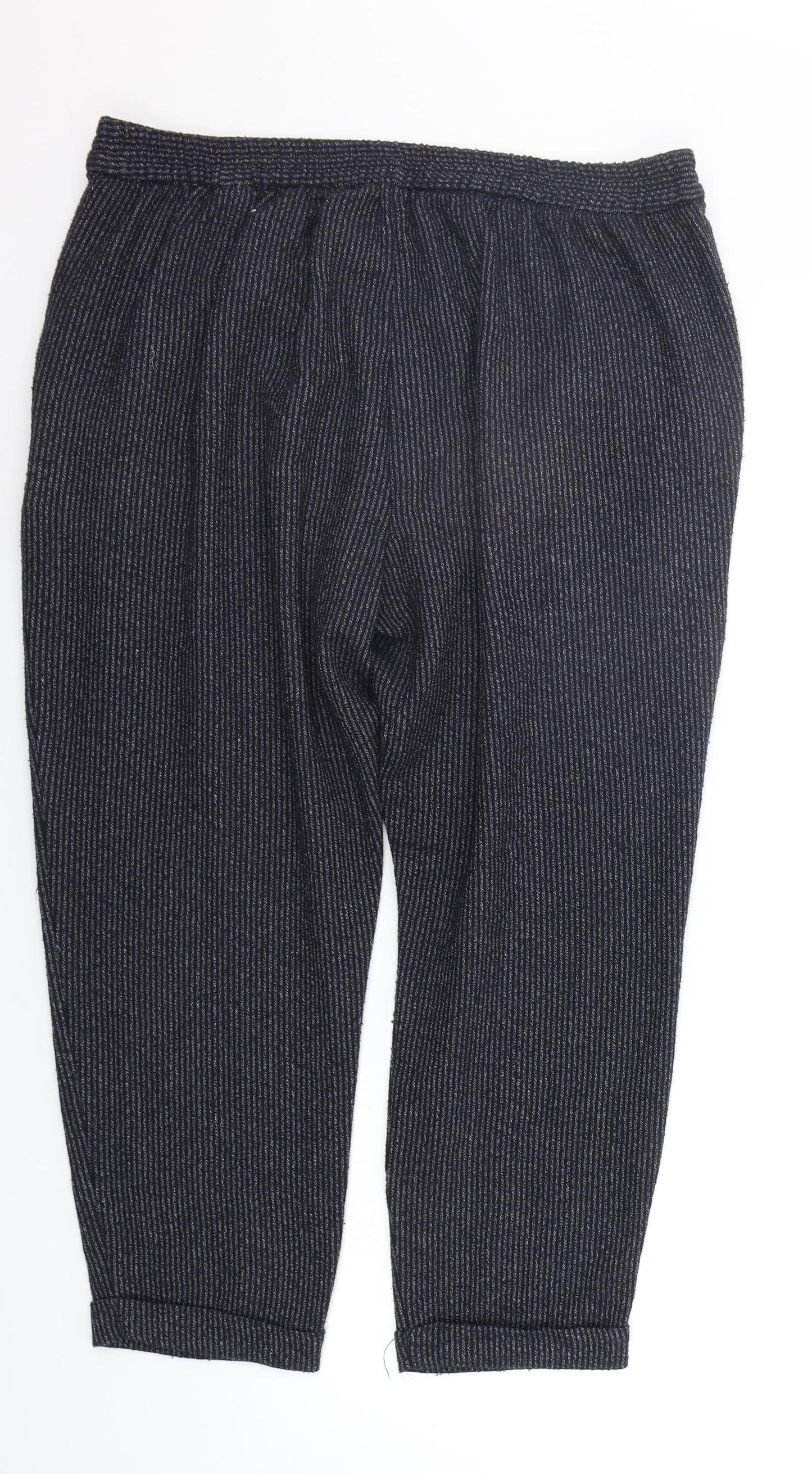 Marks and Spencer Mens Blue Striped  Jogger Trousers Size 18 L22 in
