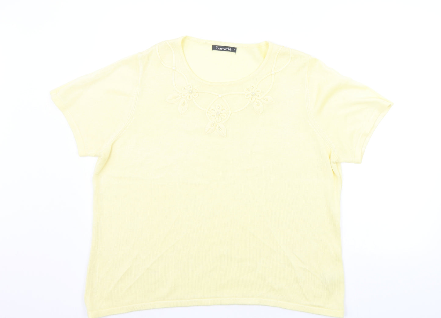 BONMARCHE Womens Yellow   Basic T-Shirt Size L
