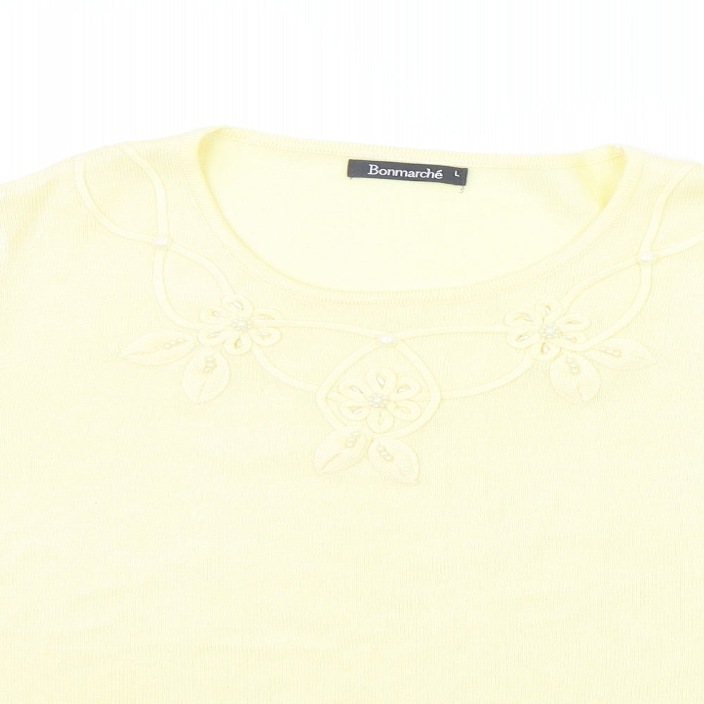 BONMARCHE Womens Yellow   Basic T-Shirt Size L