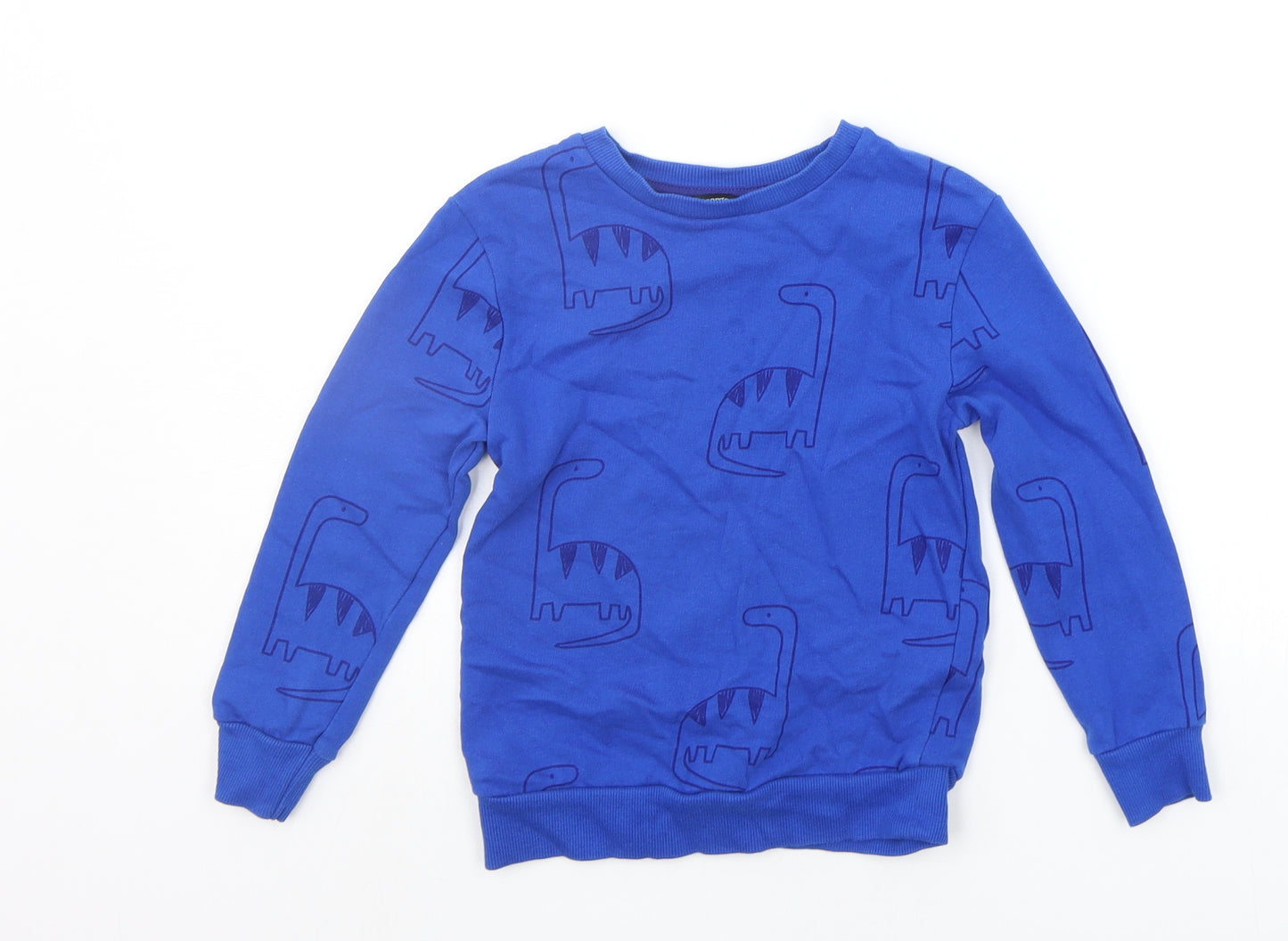 George Girls Blue Geometric  Pullover Jumper Size 4-5 Years  - DINOSAUR