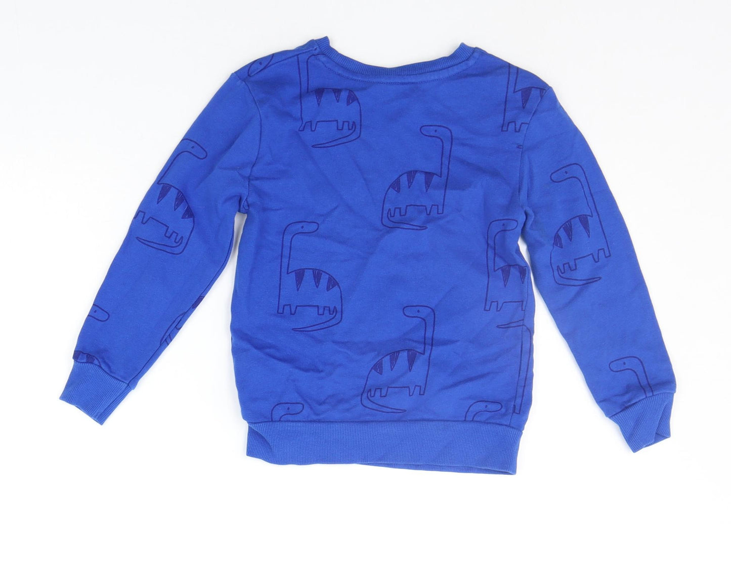 George Girls Blue Geometric  Pullover Jumper Size 4-5 Years  - DINOSAUR
