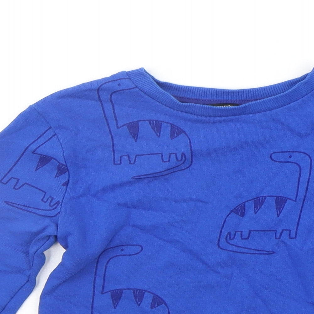 George Girls Blue Geometric  Pullover Jumper Size 4-5 Years  - DINOSAUR