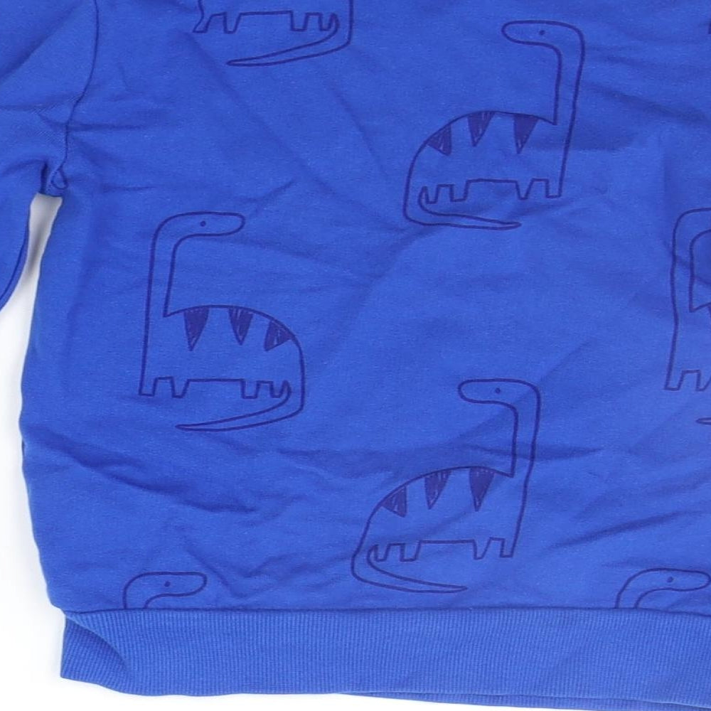 George Girls Blue Geometric  Pullover Jumper Size 4-5 Years  - DINOSAUR