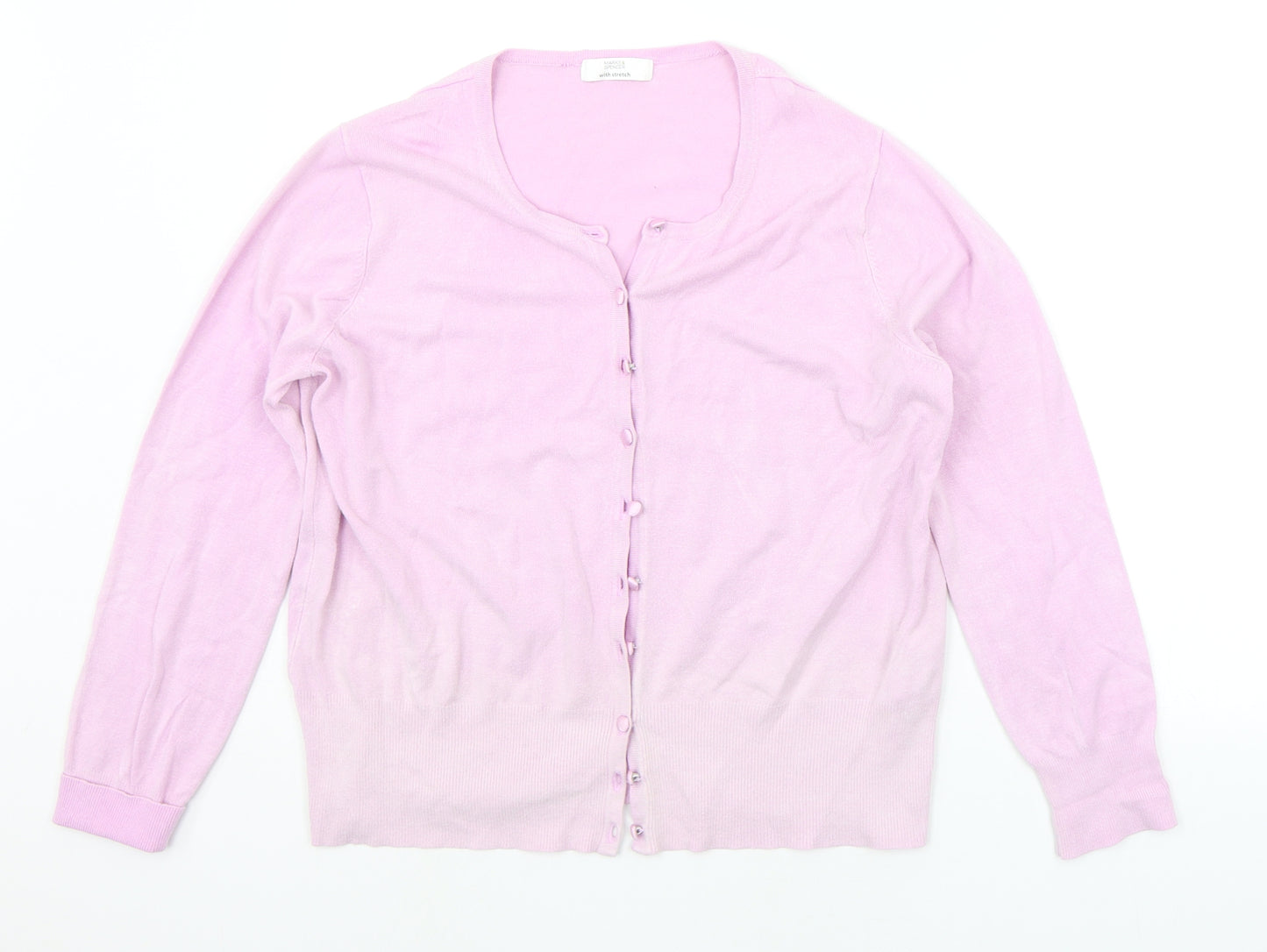 Marks and Spencer Womens Pink Houndstooth  Cardigan Jumper Size 18