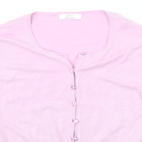 Marks and Spencer Womens Pink Houndstooth  Cardigan Jumper Size 18