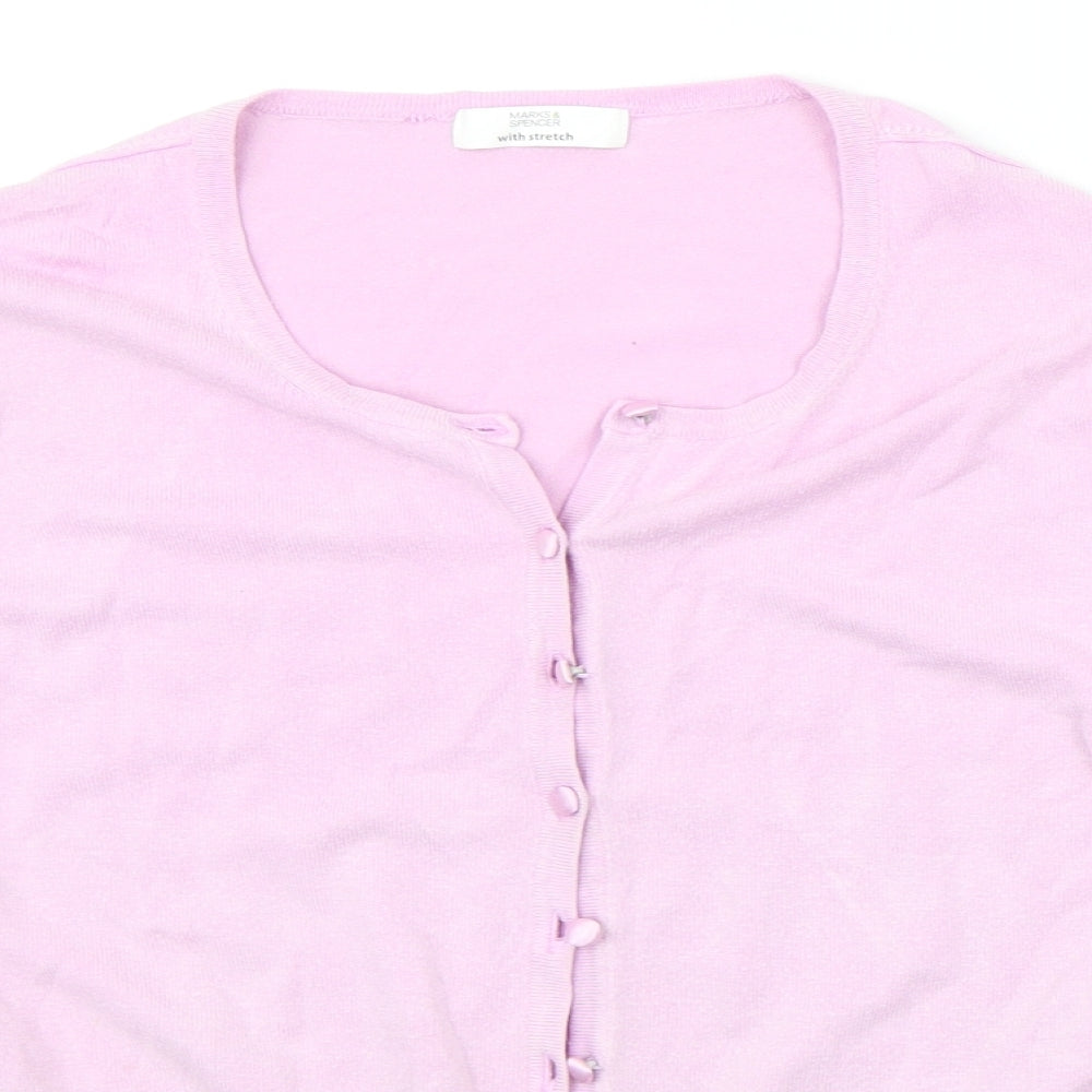 Marks and Spencer Womens Pink Houndstooth  Cardigan Jumper Size 18