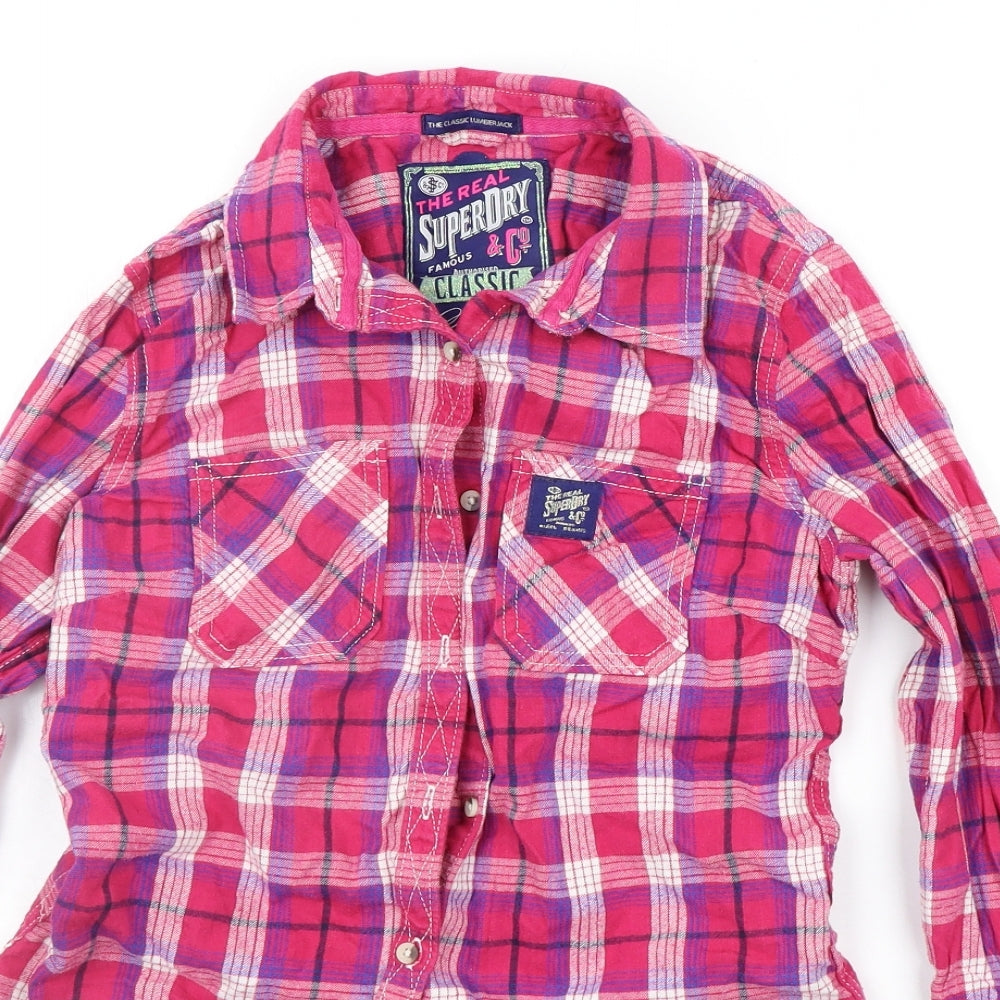 Superdry Womens Pink Check  Basic Button-Up Size S