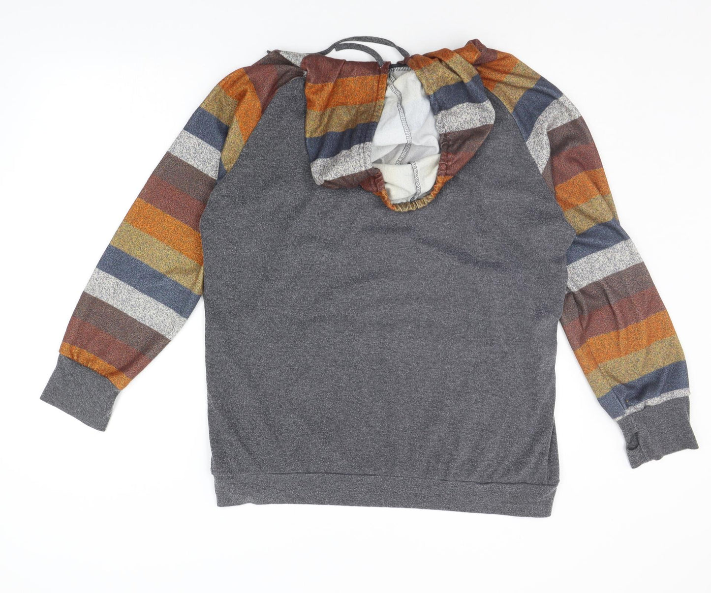 Preworn Mens Grey Striped  Pullover Hoodie Size XL