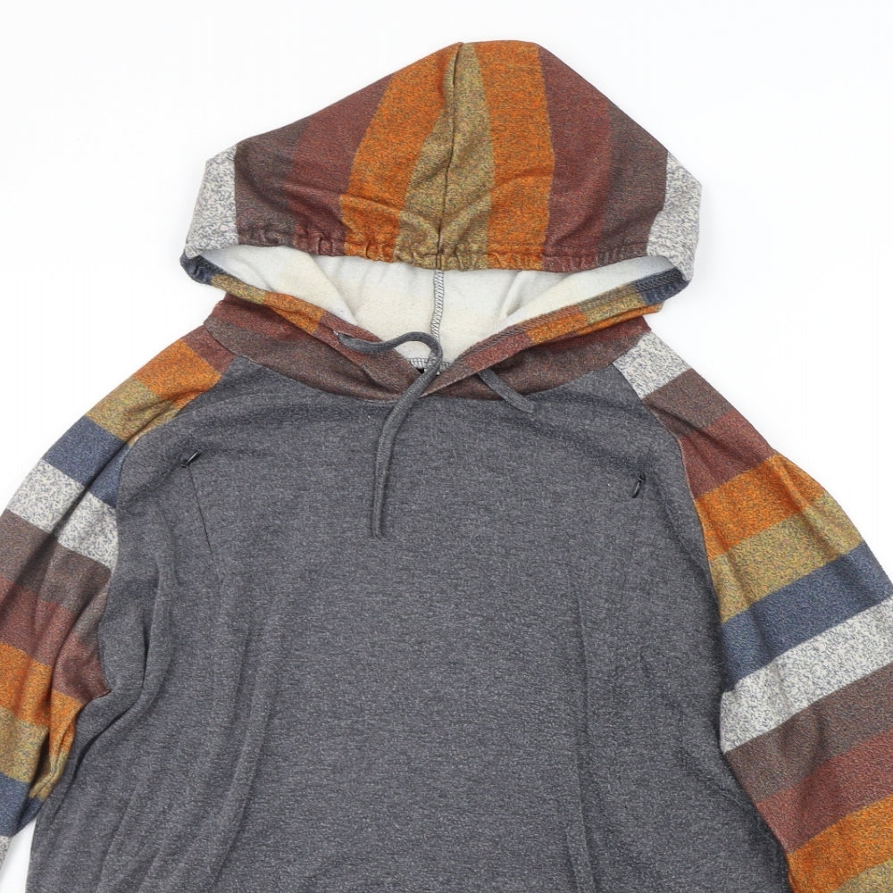 Preworn Mens Grey Striped  Pullover Hoodie Size XL