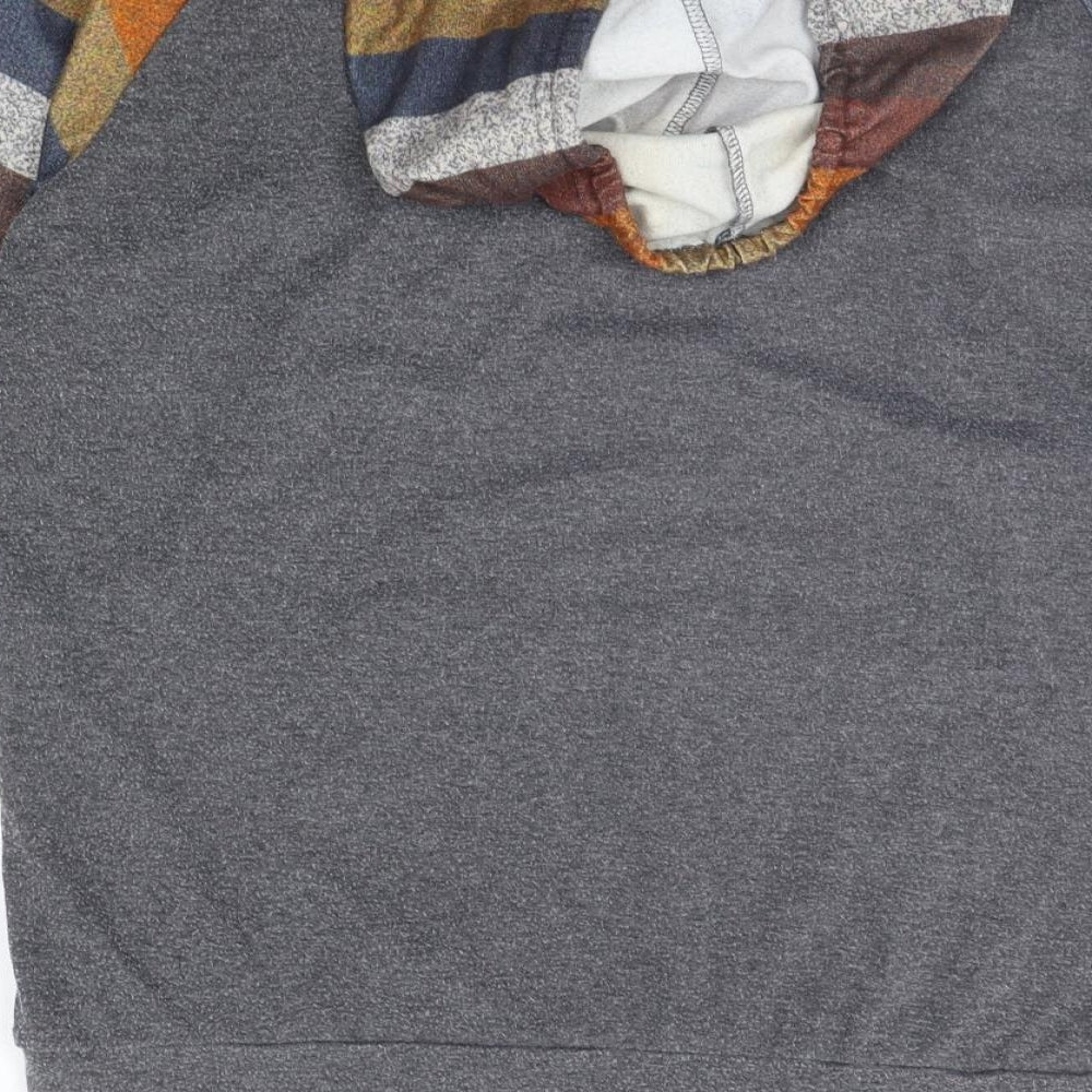 Preworn Mens Grey Striped  Pullover Hoodie Size XL