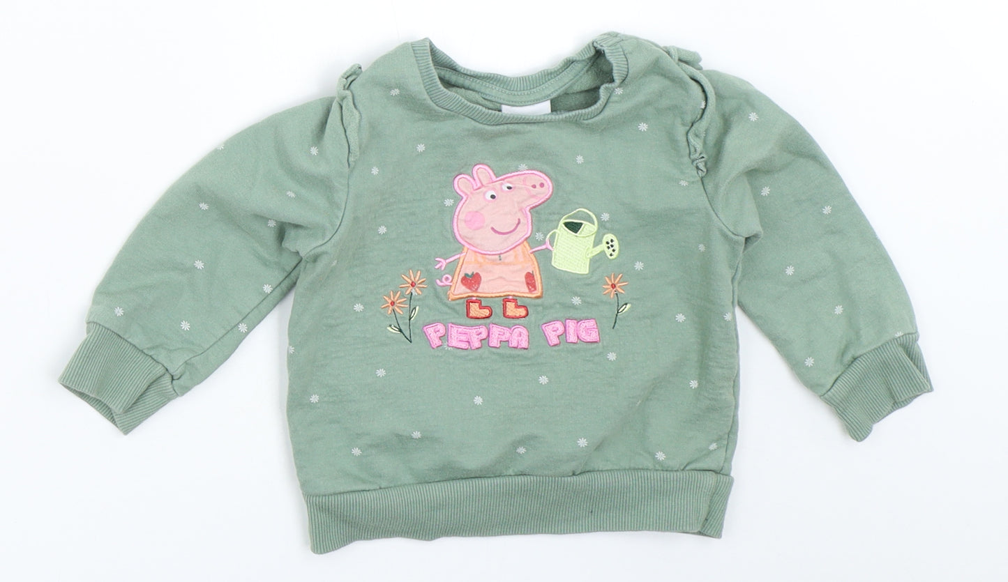 George Girls Green   Pullover Jumper Size 12-18 Months  - Peppa Pig