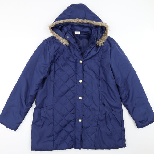 Anne De Lancay Womens Blue   Quilted Coat Size M