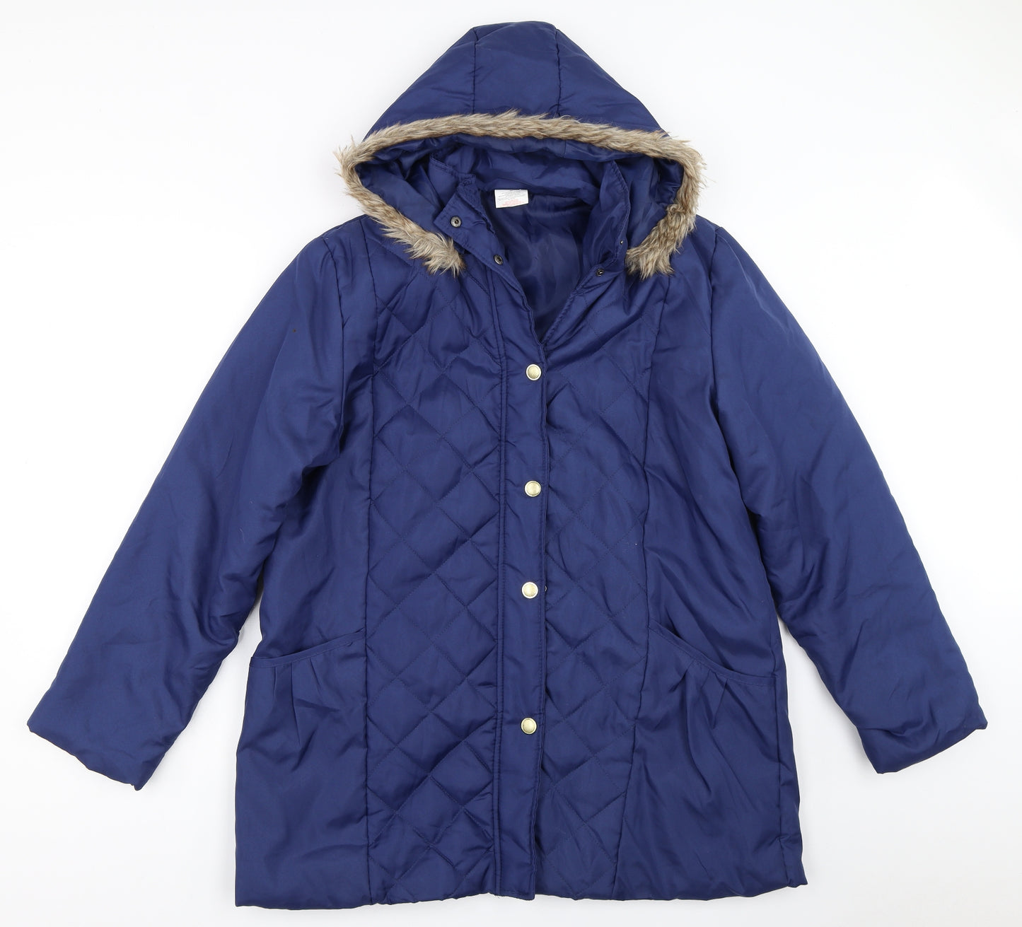 Anne De Lancay Womens Blue   Quilted Coat Size M