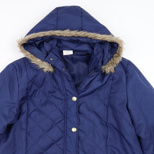 Anne De Lancay Womens Blue   Quilted Coat Size M