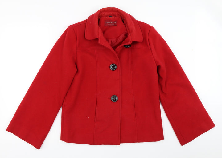 Katherine Hammond Womens Red Overcoat Coat Size 12