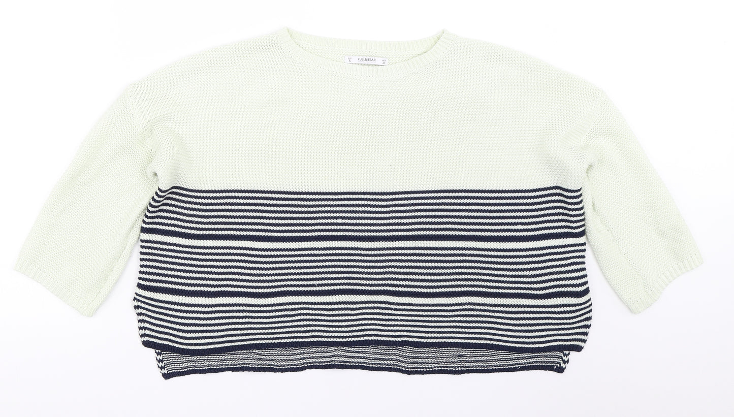 Pull&Bear Womens Blue Striped  Pullover Jumper Size S