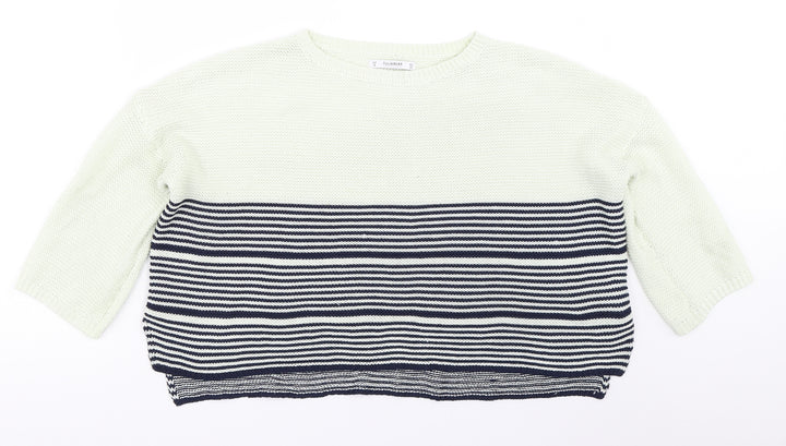 Pull&Bear Womens Blue Striped  Pullover Jumper Size S