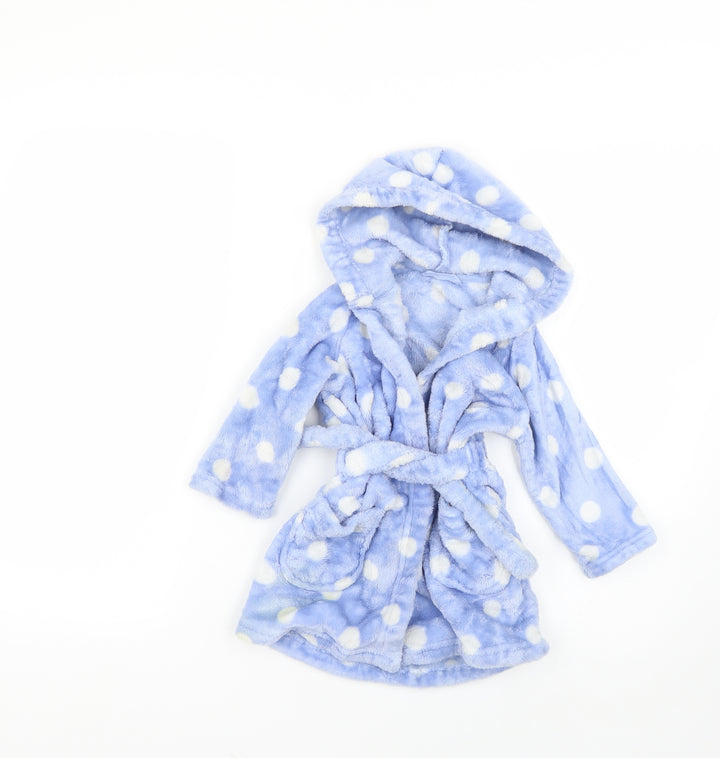 Marks and Spencer Baby Blue Polka Dot Babydoll Robe Size 12-18 Months