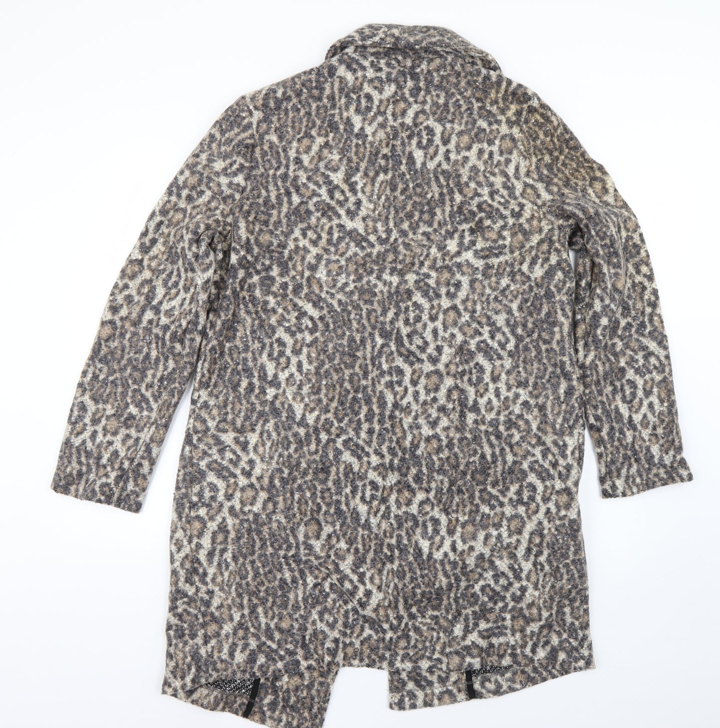 TU Womens Brown Animal Print  Pea Coat Coat Size 16