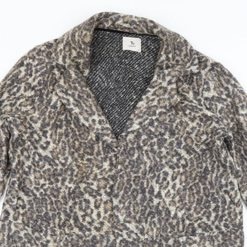 TU Womens Brown Animal Print  Pea Coat Coat Size 16