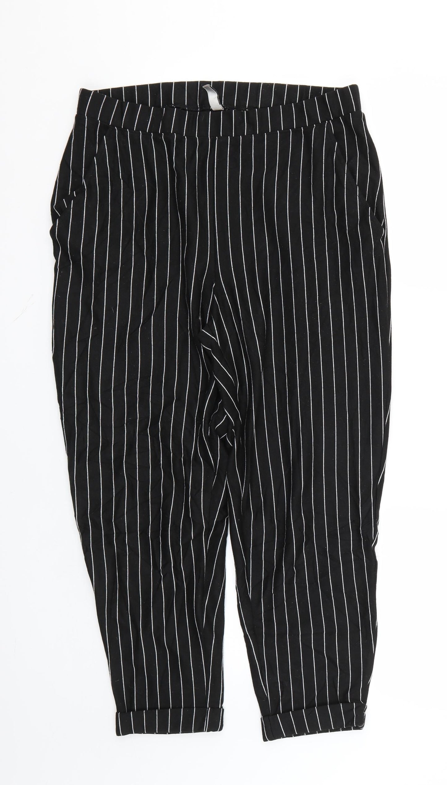 H&M Womens Black Striped  Trousers  Size M L22 in