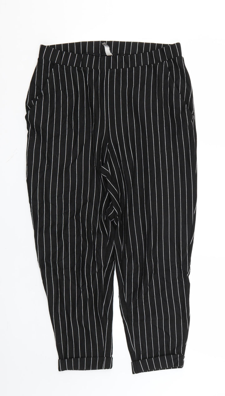 H&M Womens Black Striped  Trousers  Size M L22 in