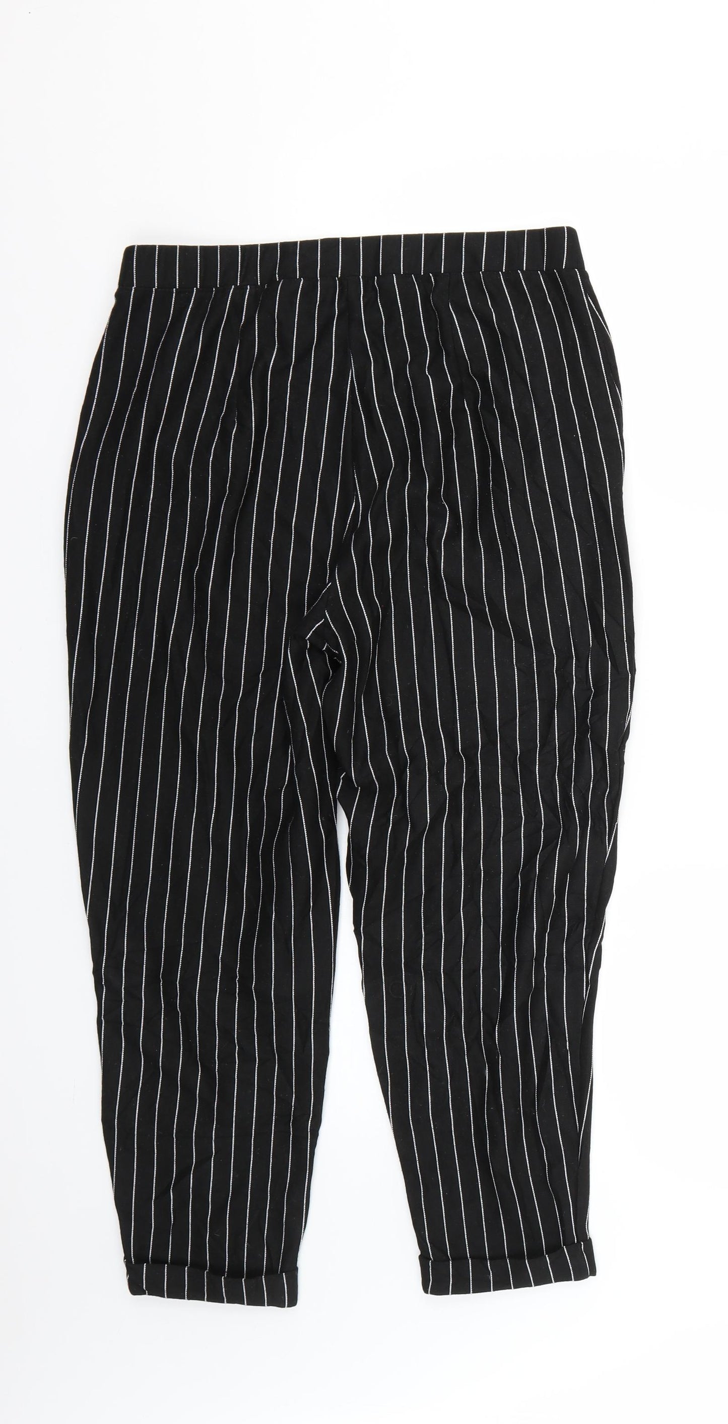 H&M Womens Black Striped  Trousers  Size M L22 in