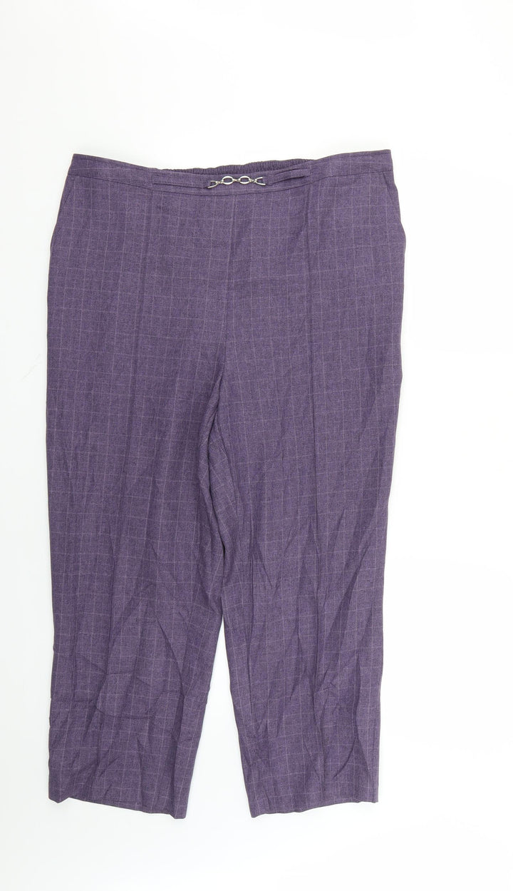 EWM Womens Purple Check Trousers Size 20 L23 in